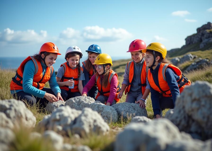 Students on educational geological field trip